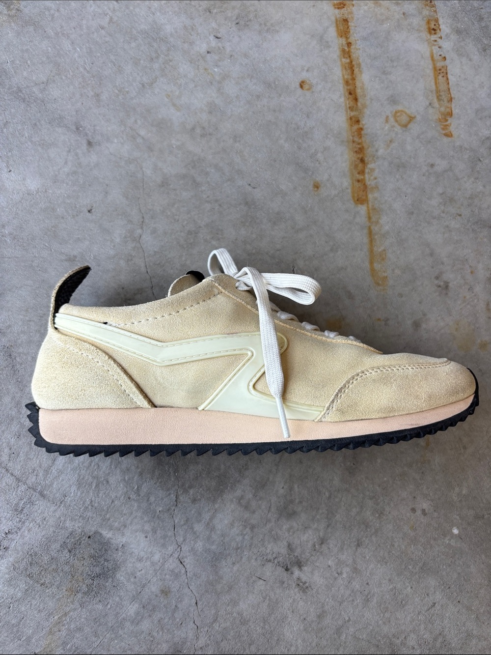 Rag & Bone Woman’s Suede Retro Runner Sneakers Cream Ivory Low Top Shoes size 38 - Picture 6 of 11